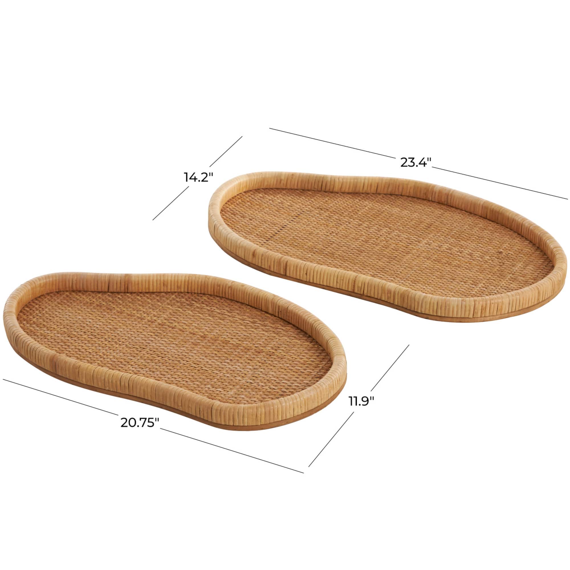Brown Rattan Handmade Woven Living Room Décor Tray Set